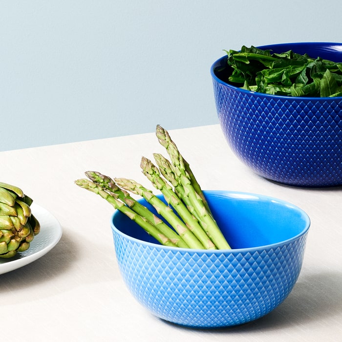 Lyngby Porcelæn Rhombe Color Serving Bowl, Blue, Ø: 6.9"