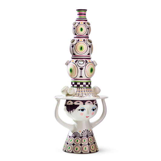 Bjørn Wiinblad Lady with Hat Floor Vase, Plum, H: 39"
