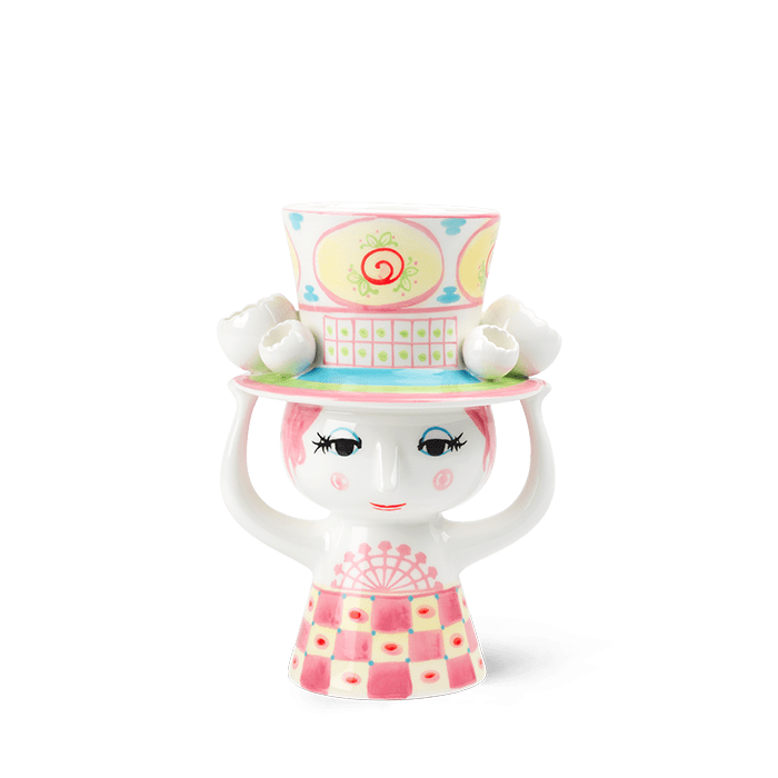 Bjørn Winblad Lady With Hat Vase, Pink/Yellow