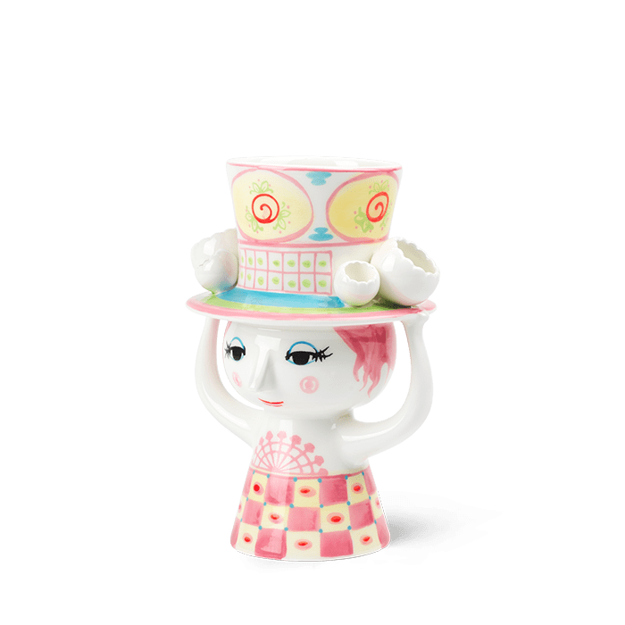 Bjørn Winblad Lady With Hat Vase, Pink/Yellow