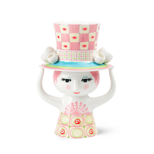 Bjørn Winblad Lady With Hat Vase, Pink/Yellow