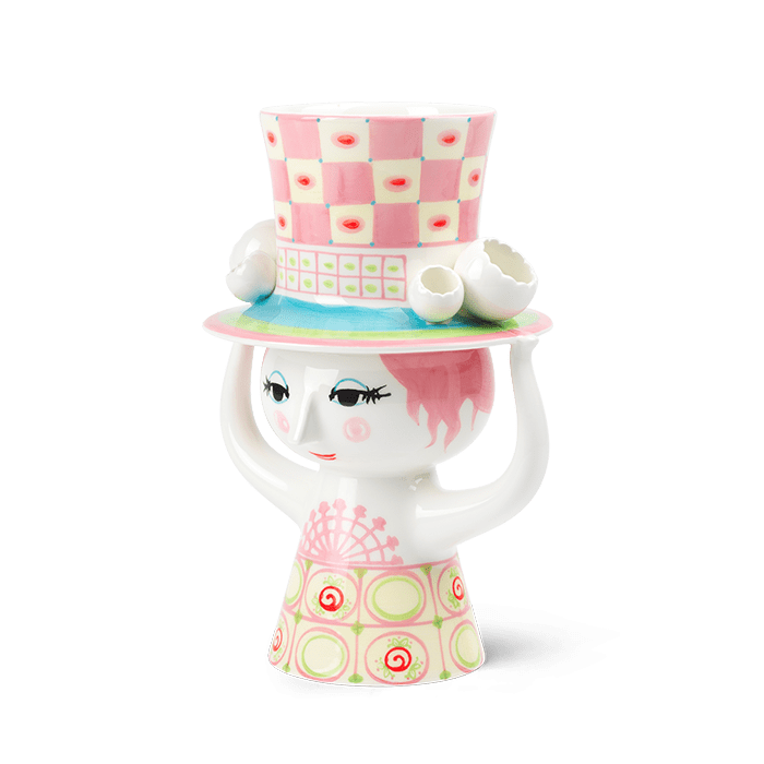 Bjørn Winblad Lady With Hat Vase, Pink/Yellow