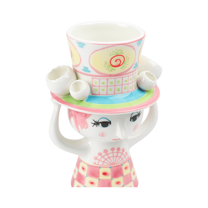 Bjørn Winblad Lady With Hat Vase, Pink/Yellow