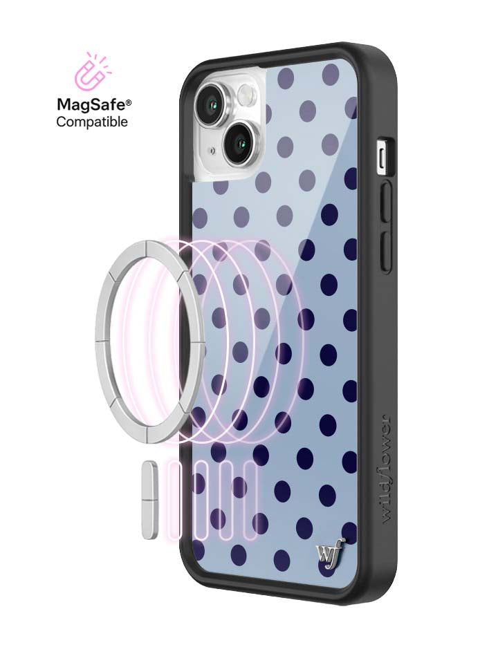 Wild Flower Polka Dot Blue and Navy Blue iPhone Case