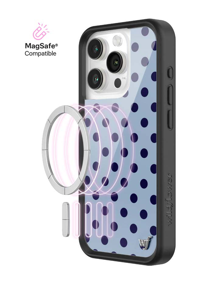 Wild Flower Polka Dot Blue and Navy Blue iPhone Case