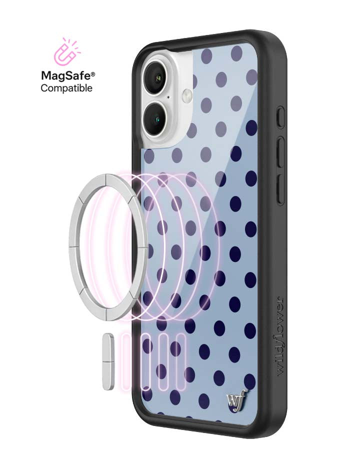 Wild Flower Polka Dot Blue and Navy Blue iPhone Case