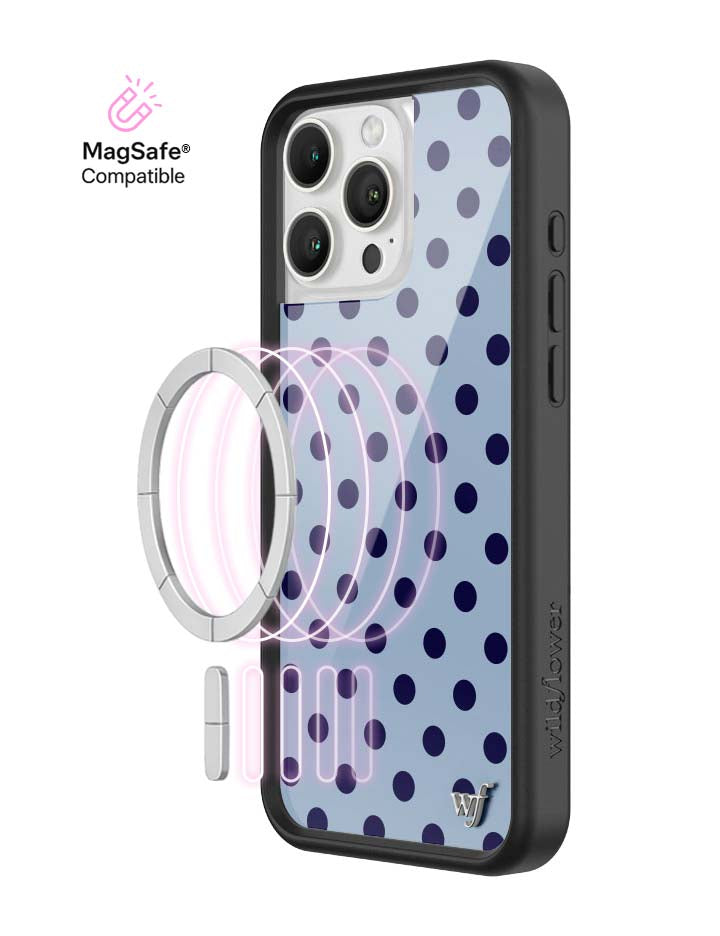 Wild Flower Polka Dot Blue and Navy Blue iPhone Case