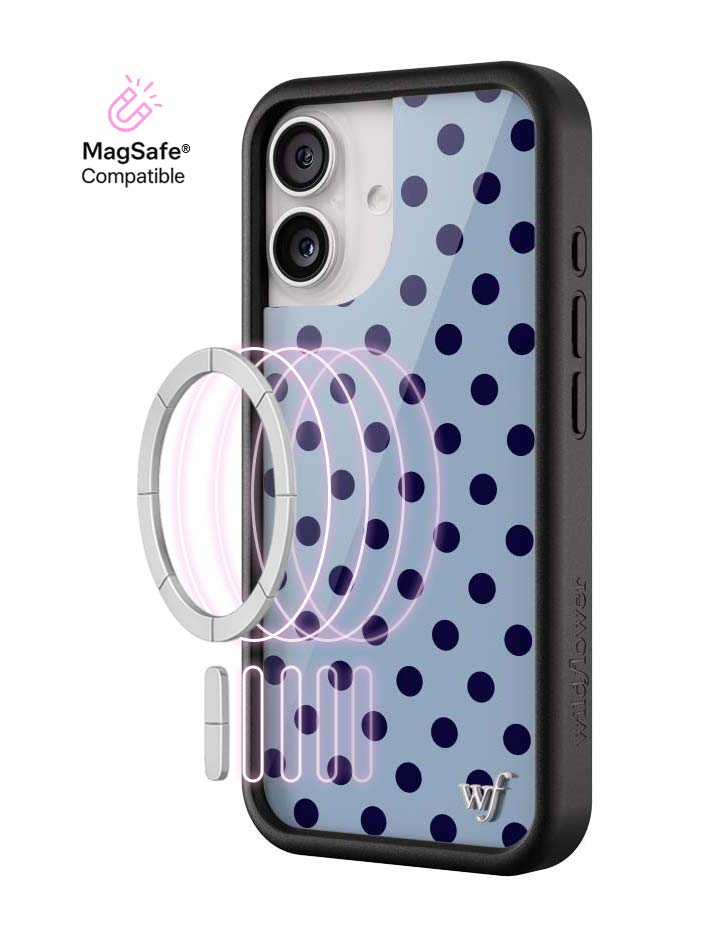 Wild Flower Polka Dot Blue and Navy Blue iPhone Case