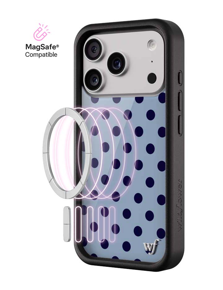 Wild Flower Polka Dot Blue and Navy Blue iPhone Case