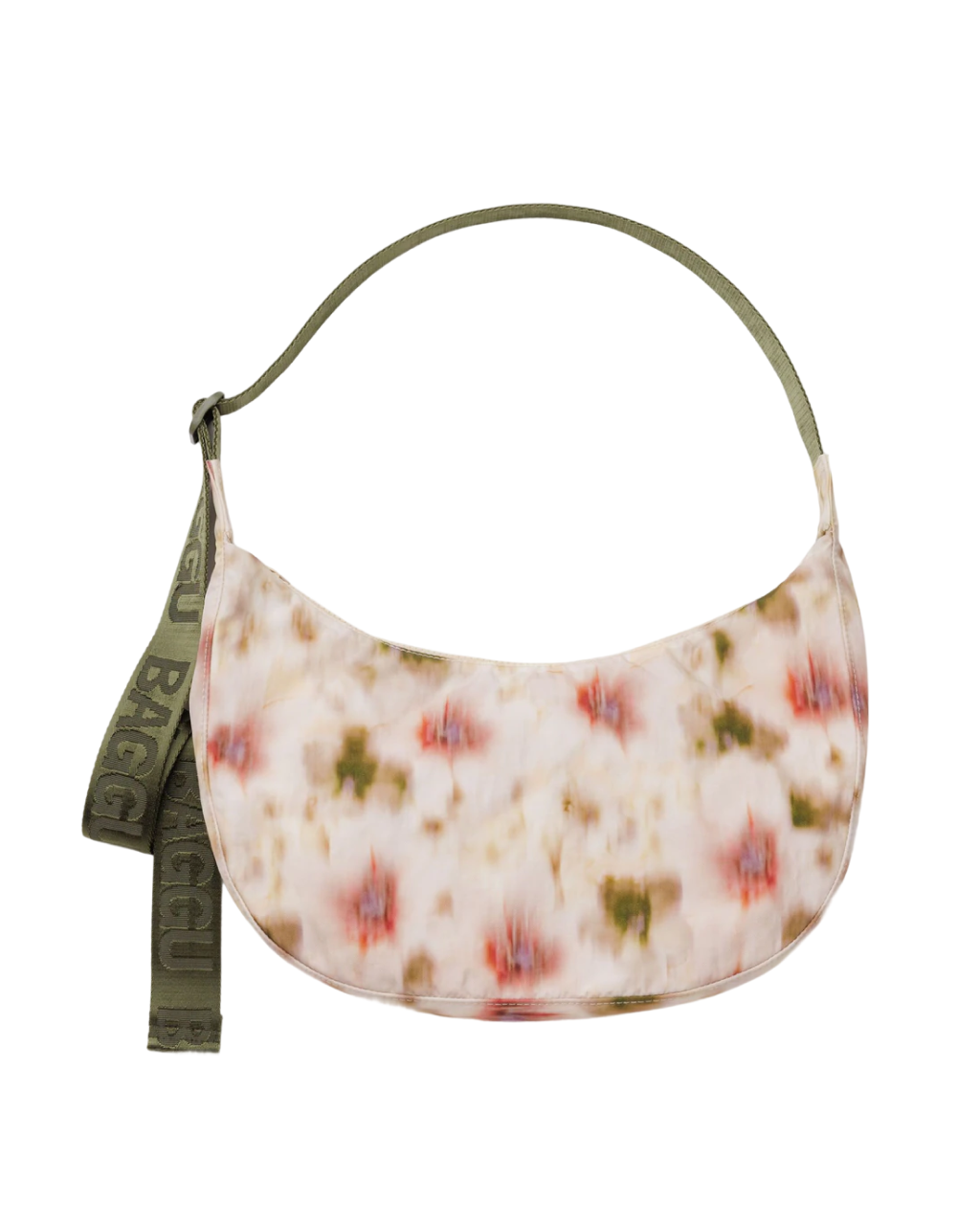Medium Nylon Crescent Bag | Abstract Floral