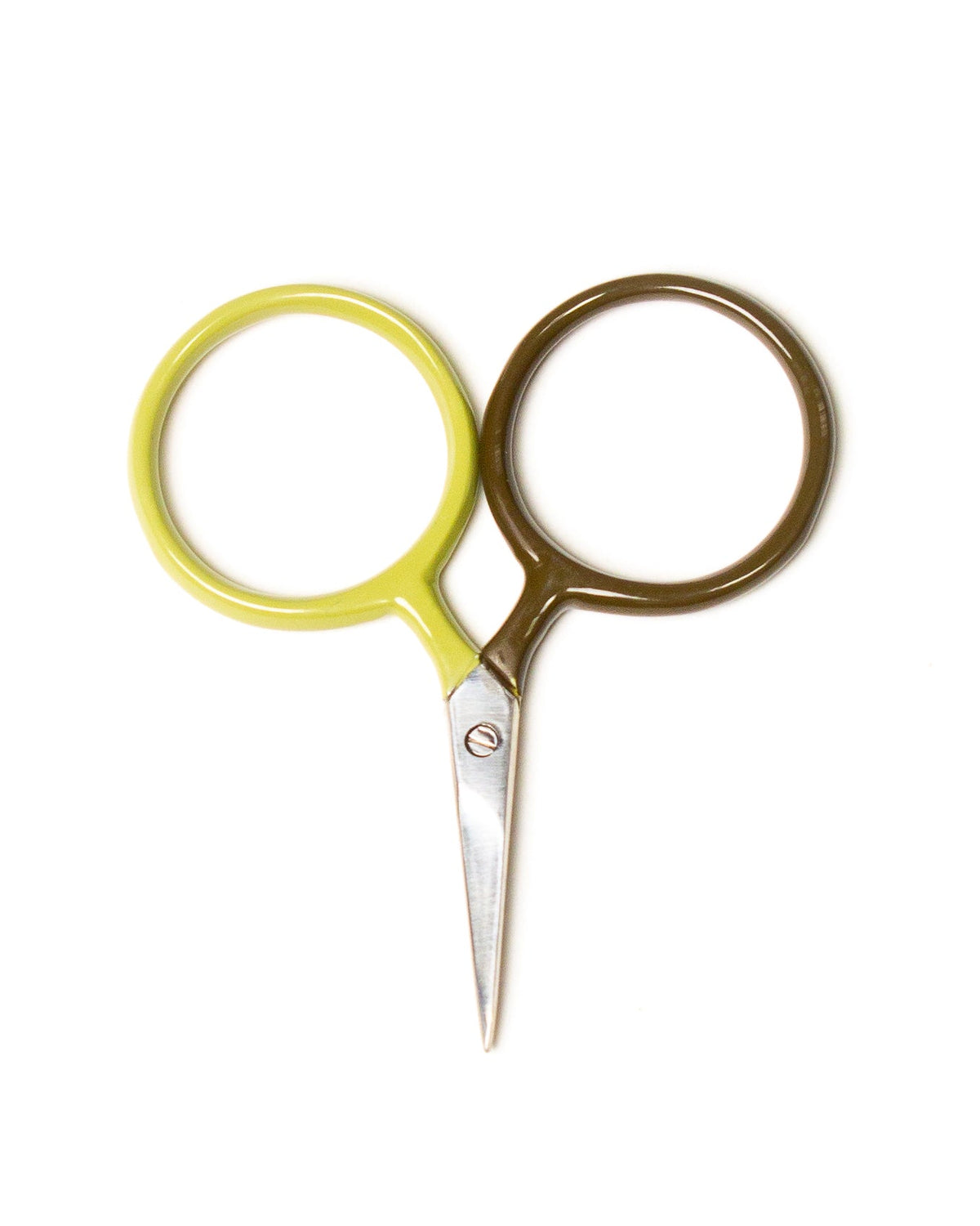 DEGEN Two Tone Circle Mini Scissors in Moss + Sprig with olive and yellow-green handles | Moss + Sprig