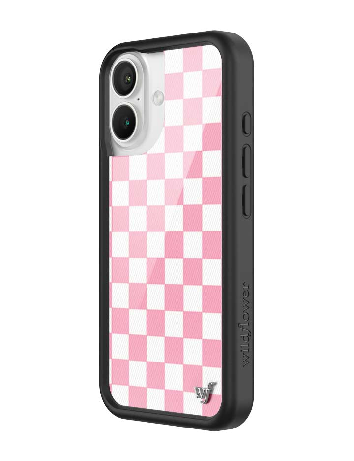 Wild Flower Checkers Pink iPhone Case