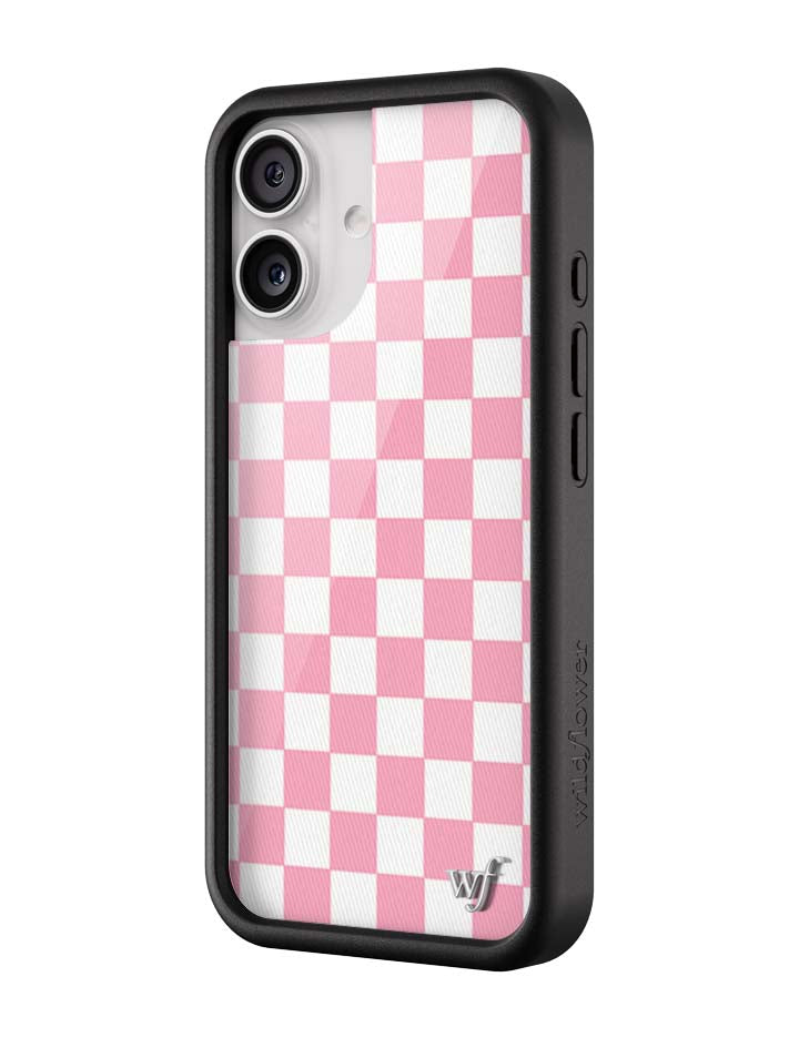 Wild Flower Checkers Pink iPhone Case