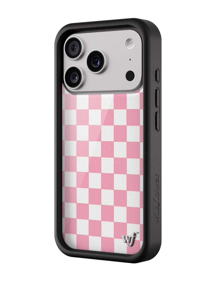 Wild Flower Checkers Pink iPhone Case