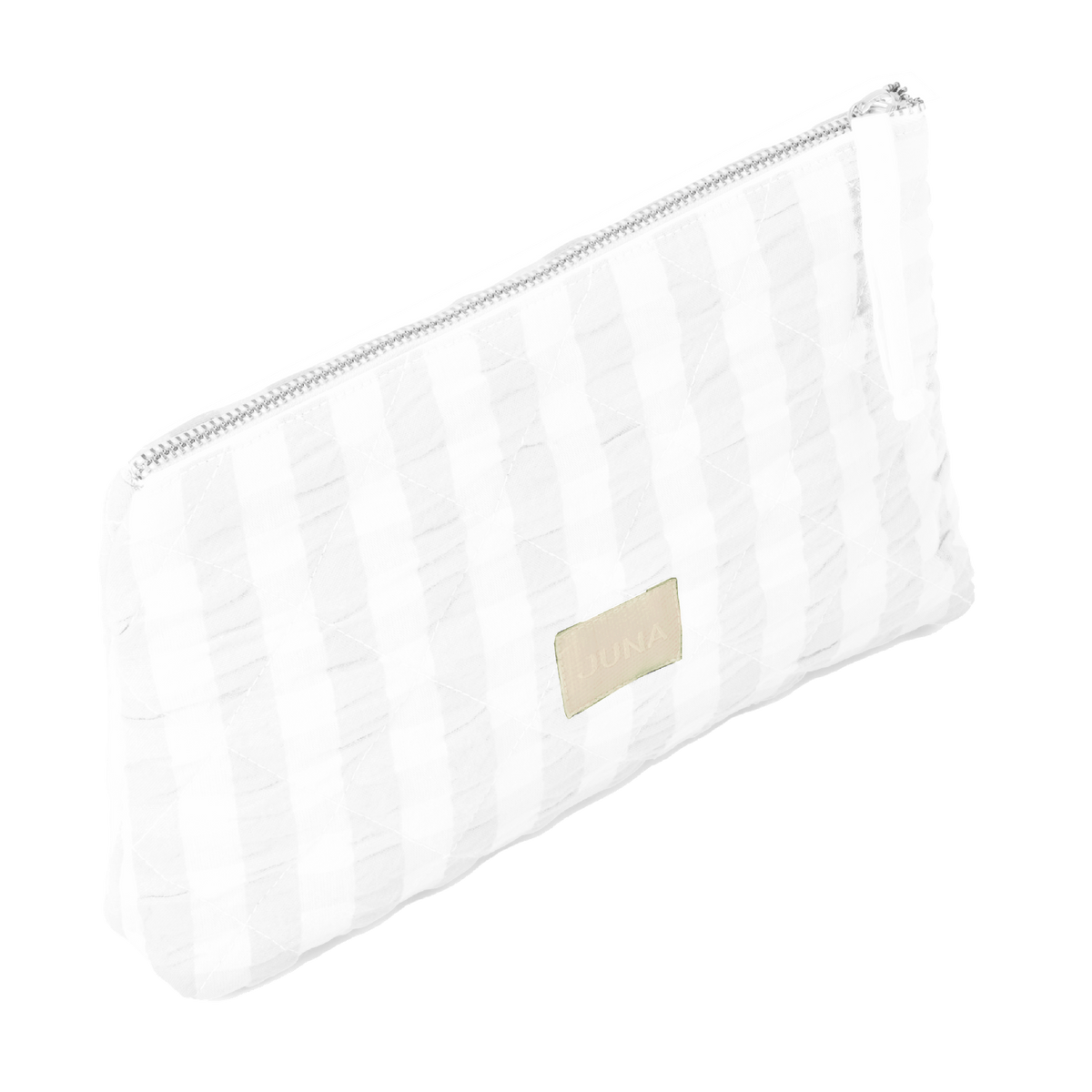 JUNA Nola Makeup Bag, White/White