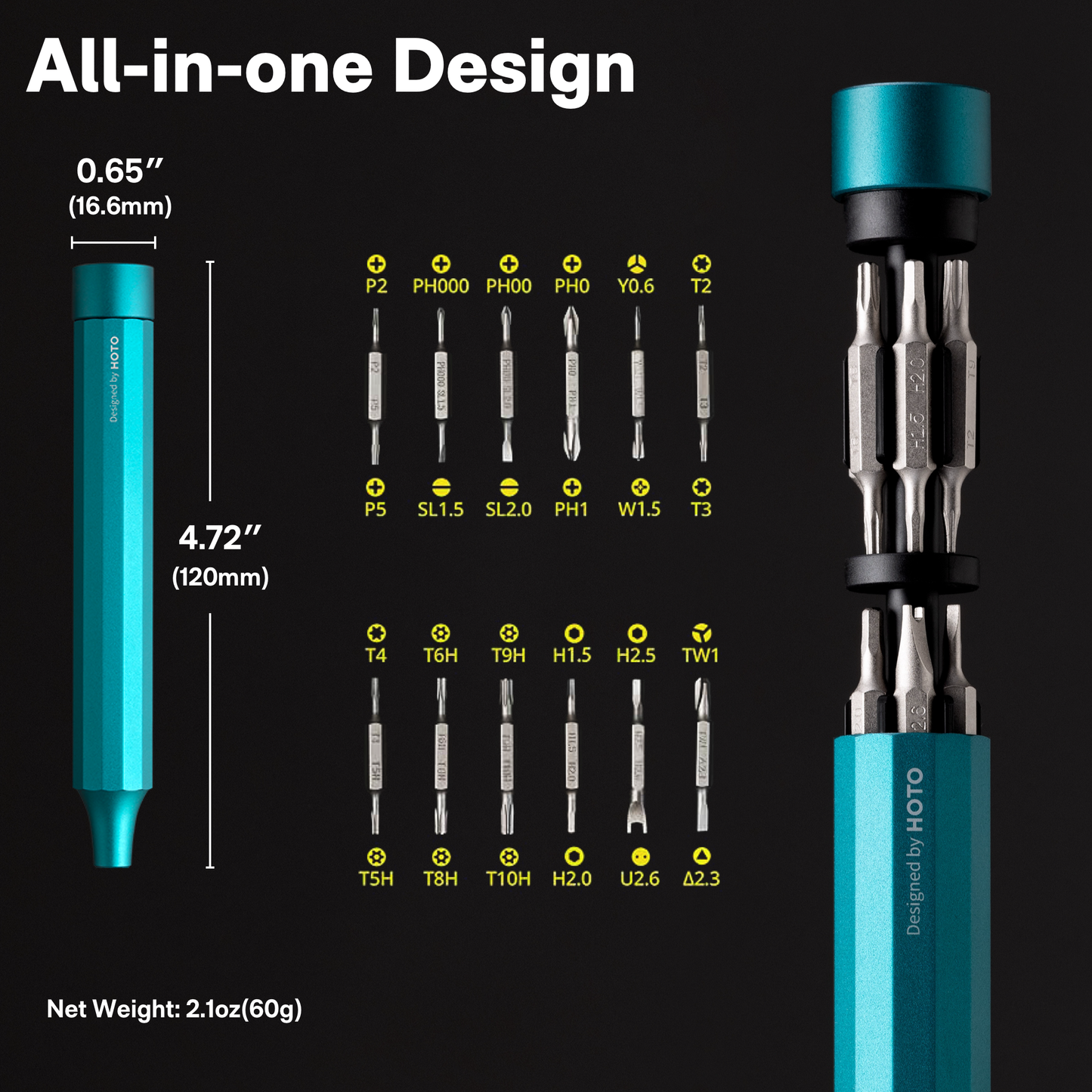 HOTO Precision Manual Screwdriver Pen | Azure Blue