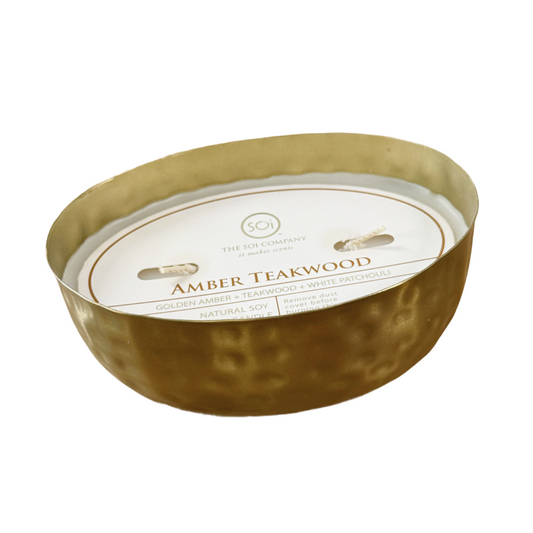 The SOi Company Amber and Teakwood Candle | 18oz Metal