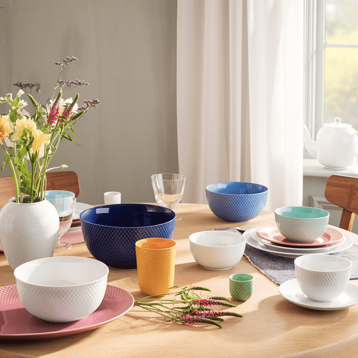 Lyngby Porcelæn Rhombe Color Serving Bowl, Dark Blue, Ø: 8.7