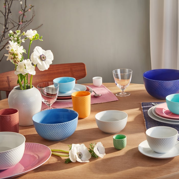 Lyngby Porcelæn Rhombe Color Serving Bowl, Blue, Ø: 6.9