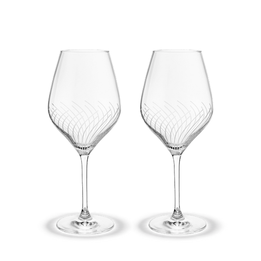 Holmegaard Cabernet Lines Red Wine Glass, Clear, 17.6 Oz, 2 Pcs.