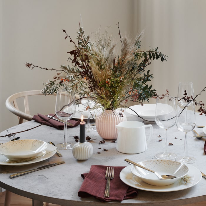Kähler Hammershøi Candleholder Round, White