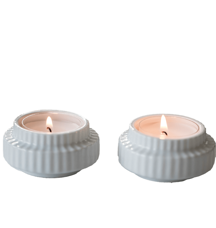Lyngby Porcelæn Tealight Holder Set, White, H: 1.2"