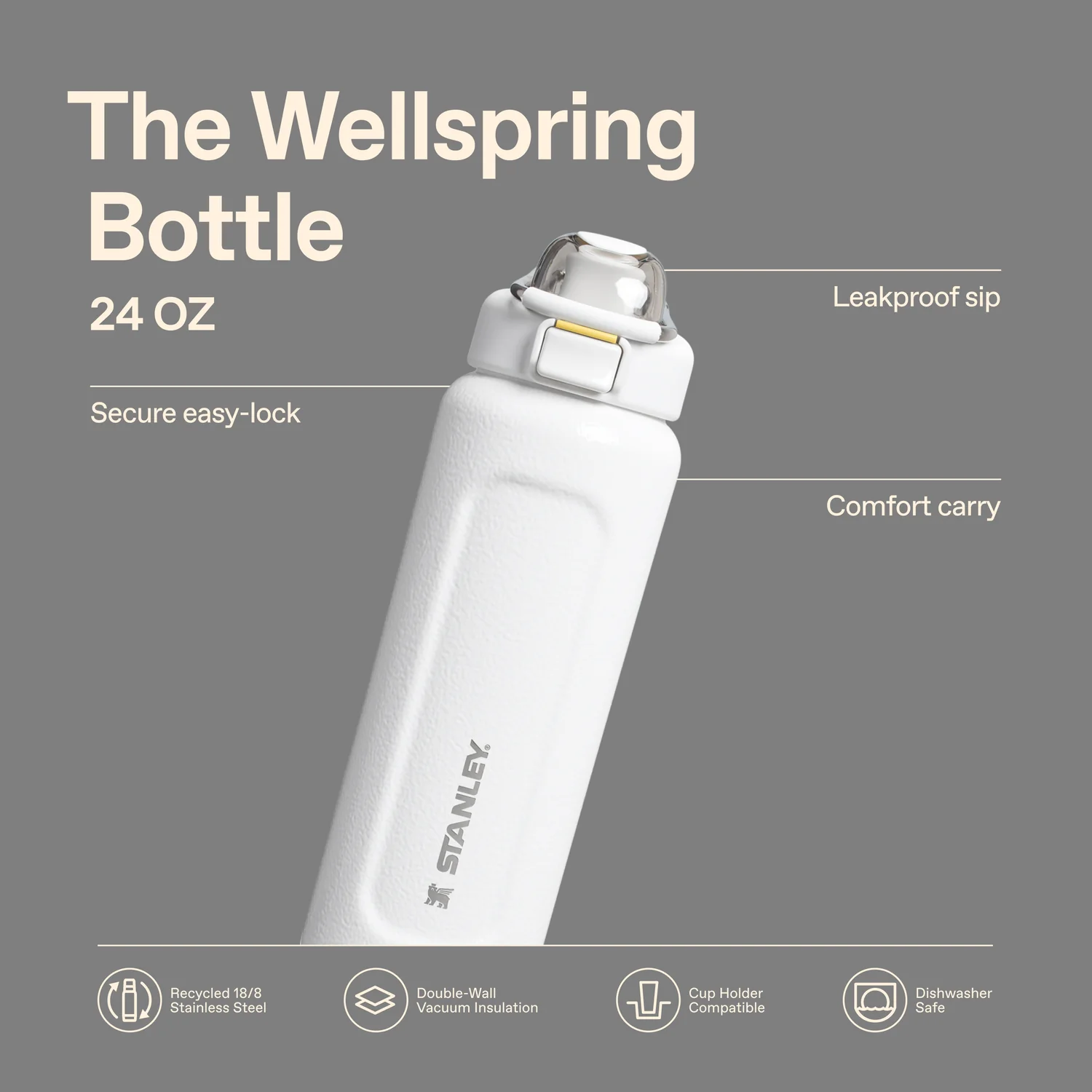 STANLEY The Wellspring Bottle 24 OZ | Hammertone Frost