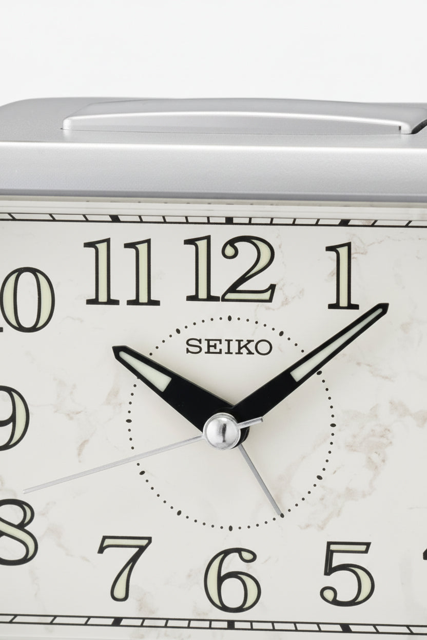 Seiko Kinzo Alarm Clock Silver Detail