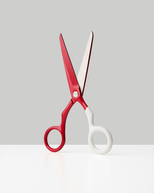 Craighill Spectra Scissors in Red + White, shown open against a gray background | Red + White