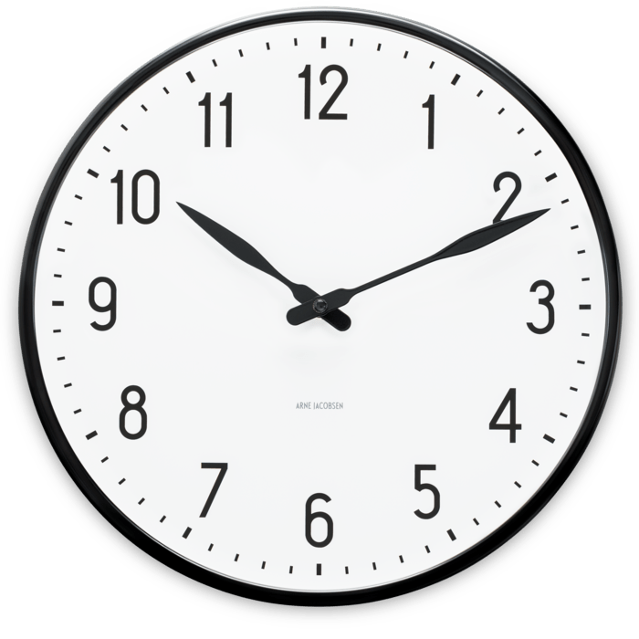 Arne Jacobsen Station Wall Clock, White/Black, Large, Ø: 11.4"