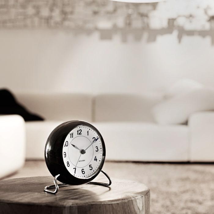 Arne Jacobsen Station Table Clock, White/Black