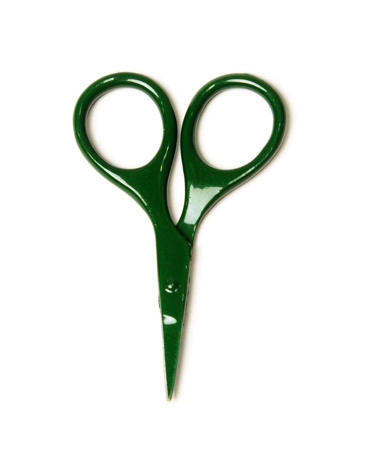 DEGEN Mini Scissors in Tree, shown closed with deep-green oval handles | Tree