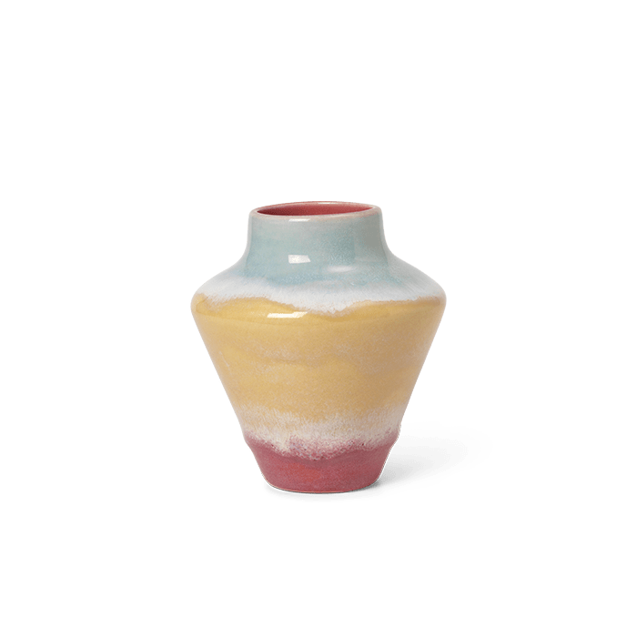 Kähler Poppery Vase, Pink/Mint/Yellow, H: 4.7''