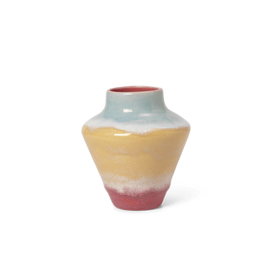 Kähler Poppery Vase, Pink/Mint/Yellow, H: 4.7''
