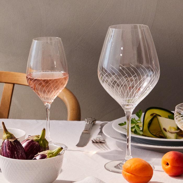 Holmegaard Cabernet Lines Burgundy Glass, Clear, 23.3 Oz, 2 Pcs.