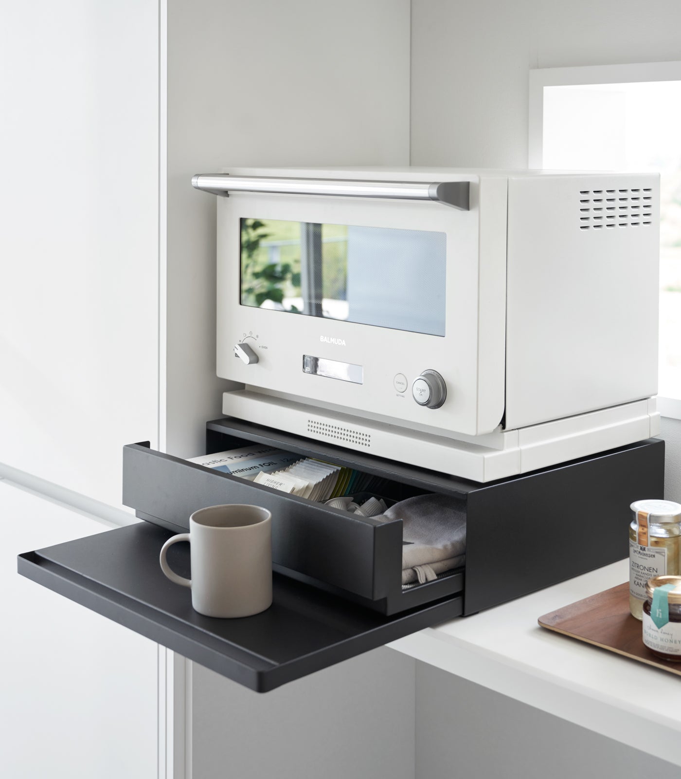 Yamazaki Home Countertop Drawer with Pull-Out Shelf