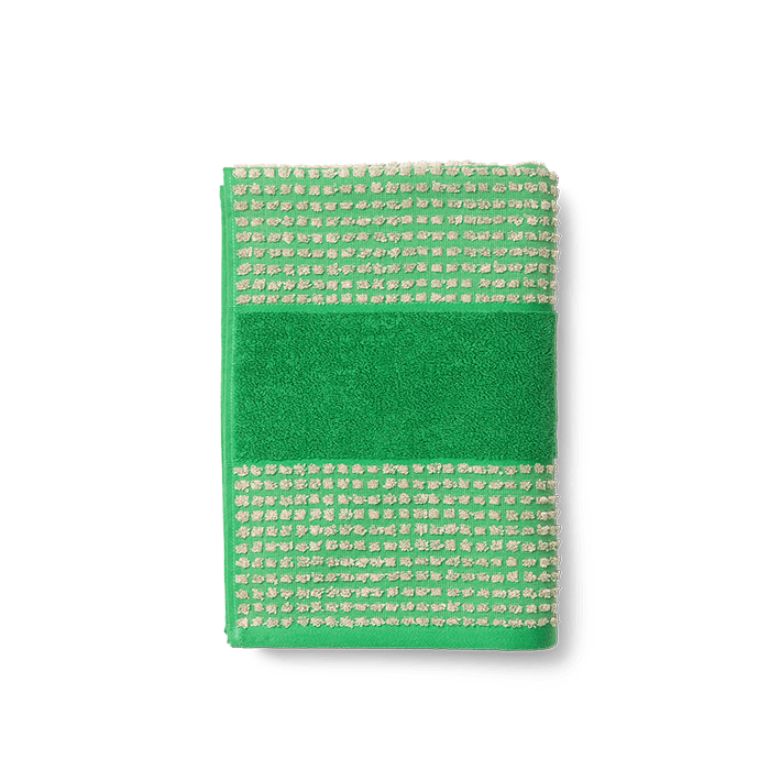 JUNA Check Towels, Green/Sand