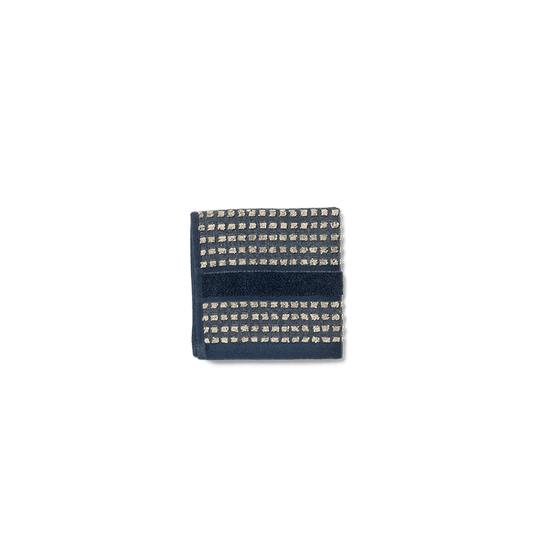 JUNA Check Towels, Dark Blue/Sand