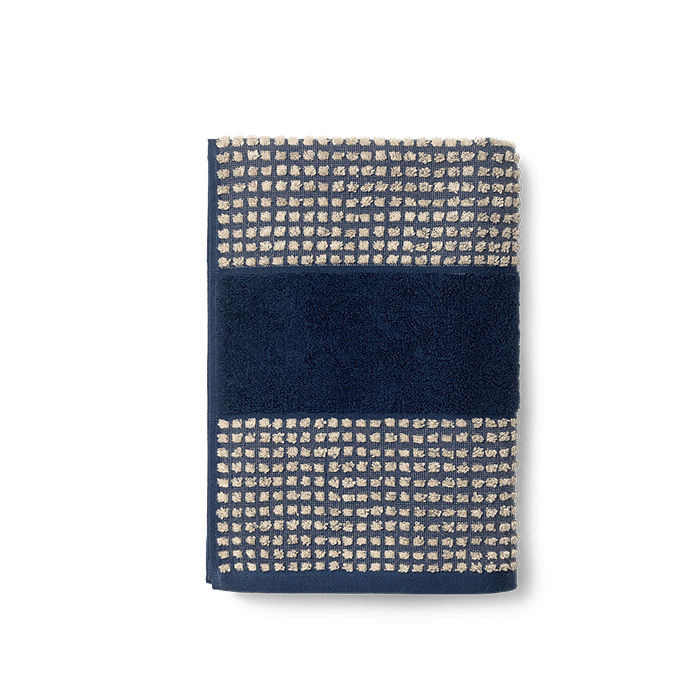 JUNA Check Towels, Dark Blue/Sand