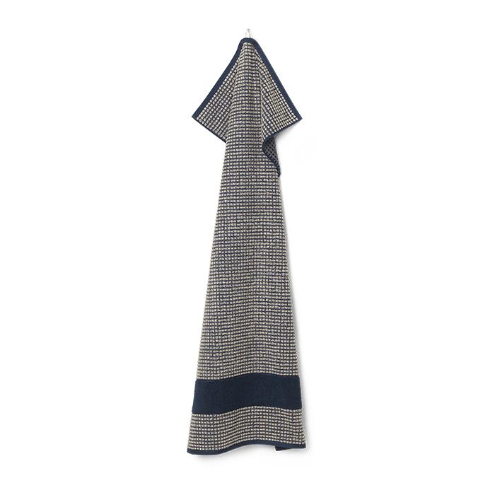 JUNA Check Towels, Dark Blue/Sand