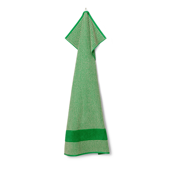 JUNA Check Towels, Green/Sand