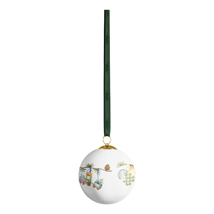 Kähler Hammershøi Christmas Bauble, White with Decorations, Ø: 2.4"