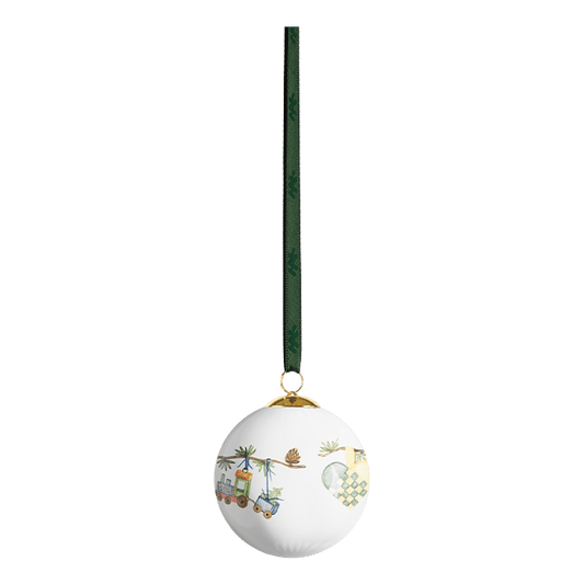 Kähler Hammershøi Christmas Bauble, White with Decorations, Ø: 2.4"