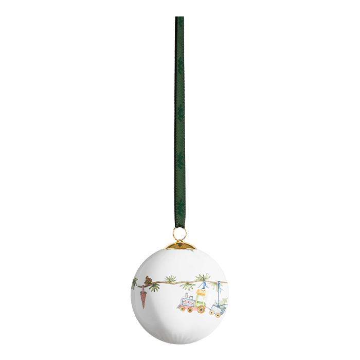 Kähler Hammershøi Christmas Bauble, White with Decorations, Ø: 2.4"