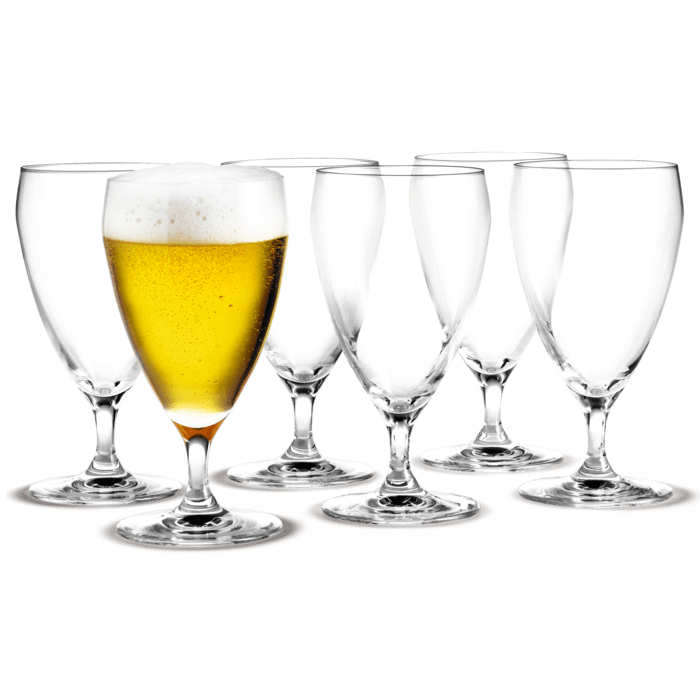 Holmegaard Perfection Beer Glass, Clear, 14.9 Oz, 6 Pcs.