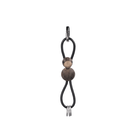 Kay Bojesen Bird Bag Charm, Silver/Black Leather