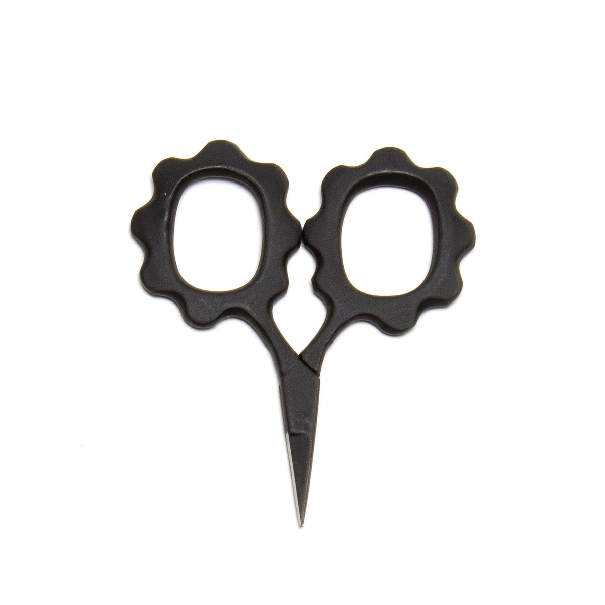 DEGEN Swerve Mini Scissors in Matte Black with scalloped handles | Matte Black