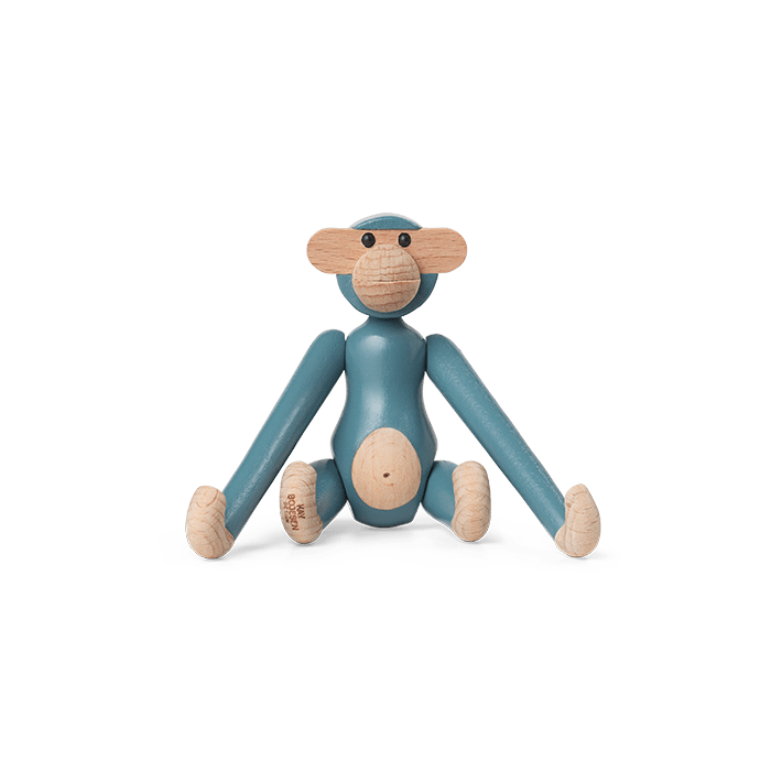 Kay Bojesen Vintage Monkey, Mini, Blue, H: 3.7"