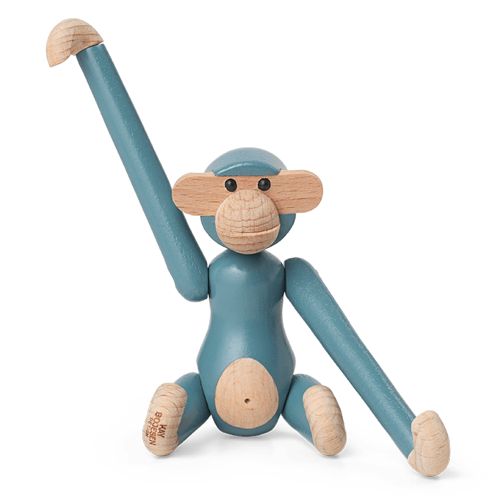 Kay Bojesen Vintage Monkey, Mini, Blue, H: 3.7"