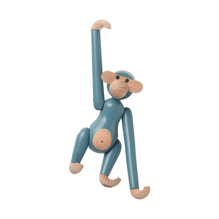 Kay Bojesen Vintage Monkey, Mini, Blue, H: 3.7"